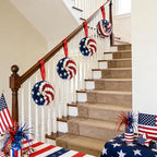 Idyllic 4 Pcs Patriotic Wreaths, 7 Inch 4th of July Decorations with Red White Blue PE Roses & 5 Stars - Includes Hanging Ribbons, Independence Day Wreaths for Front Door, Windows, Multi-Pack