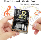You are My Sunshine Music Box Hand Crank Vintage Wood Engraved Music Boxes, Musical Gifts for Wife Mother Boyfriend Girlfriend Friend Birthday Christmas Anniversary Valentine's Day Mothers Day