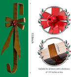 Bow Shape Metal Door Wreath Hanger, Christmas Wreath Hooks for Front Door, Decorative Wreath Hangers for Front Door - Over The Door No Drill Hold for Holiday Garland & Decor