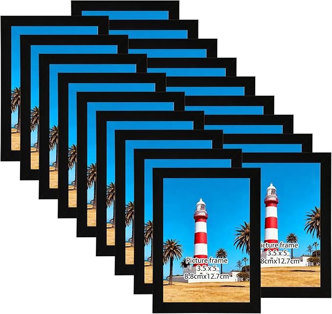 Giftgarden 3.5x5 Picture Frame Set of 18, Lightweight 3.5 by 5 Frames Bulk for Gallery Wall Photo Hanging and Tabletop Display, Black