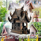Large Wood Carved Thai Spirit House Model, Asian Inspired Home Decor, 15 Inches Tall