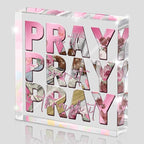 Religious Gifts for Women, Pink Inspirational Decor Pray Over It Bible Verse Art Christian Gifts, 4x 4 Inches Office Desk Accessories Decor Sign