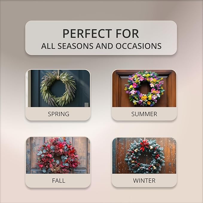 White No Drilling Required - Universal Wreath Holder for Decorations | Invisible Hook with High-Tech Technology for Door Wreaths & Seasonal Decorations - Hanging Hook for Easy Installation