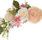 Lvydec 2 Pack Artificial Peony Flower Swag, 25 Inch Decorative Swag with Champagne Peony White Rose and Green Leaves for Wedding Arch Front Door Wall Decor