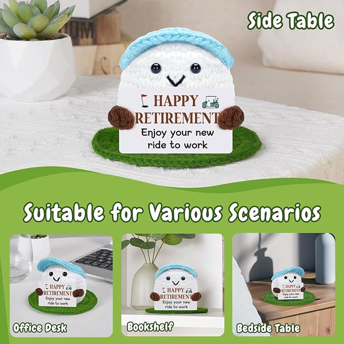 Retirement Gifts for Men Women, Funny Crochet Golf Ball Gifts for Retirement, Retirement Gift for Dad Grandpa Coworkers Husband-Meaningful Crochet Golf Ball Accessories
