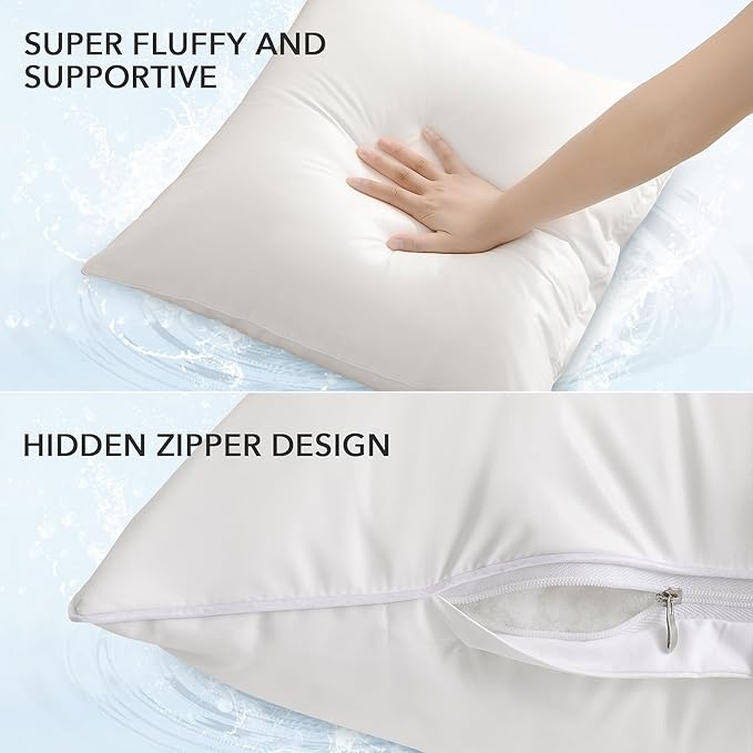 Oubonun 12x20 Outdoor Pillow Inserts (Pack of 4) - Square Waterproof Throw Pillow - Decorative Throw Pillows Insert for Couch Sofa Bed Patio Furniture - White Pillows