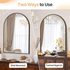 Bathroom Mirror for Wall, 38x26 Inch Arched Mirror, Matte Black Metal Framed Bathroom Vanity Mirror for Restroom Farmhouse, Anti-Rust, Tempered Glass, Hanging or Leaning