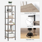 HOOBRO 6-Tier Corner Shelf, Corner Square Rack Display Shelf, Tall Storage Rack Plant Stand, Bookcase for Small Spaces, Living Room, Home Office, Kitchen, Greige and Black BG55CJ01