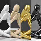 Gold Reading Women Statue, Thinker Sculptures, Abstract Art Ornament, Modern Aesthetic Figurine Decoration, Suitable for Home Living Room Bedroom Office Shelf Table Desk Bookshelf Decor (Gold Left)