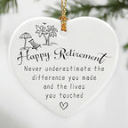 Happy Retirement Gifts | Retirement Gifts for Women, Men, Coworker, Boss, Employee, Teacher, Nurse | Thank You Gift, Appreciation Gift for Women Men | Ceramic Heart Christmas Ornament