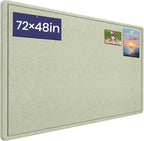 Large Bulletin Board, 72 X 48 inches Cork Board with 30 Pushpin, 6' x 4' Felt Cork Board Notice Pin Board, Self-Adhesive Vision Board Mood Board Foldable Photo Board for Wall - Sage Green