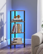 TUTOTAK Corner Shelf, 4-Tier Corner Bookshelf for Small Space, Narrow Display Corner Shelf Stand with Storage Rack, for Living Room, Bedroom, Rustic Brown BS05BB004L