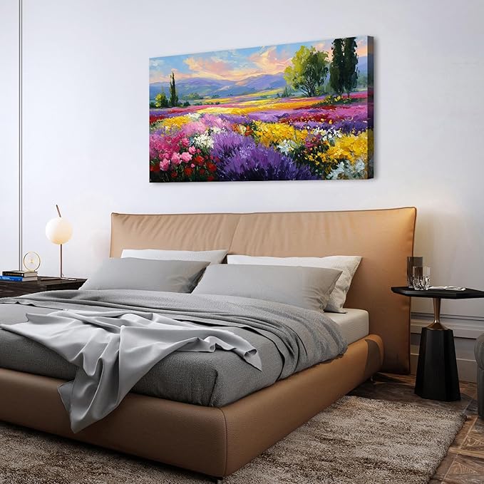 Flower Wall Art Vintage White Floral Canvas Pictures Abstract Blooming Flower Prints Painting Large Abstract Botanical Blossom Wall Decor Elegant Artwork Bedroom Living Room Decoration 29.53x57.87"