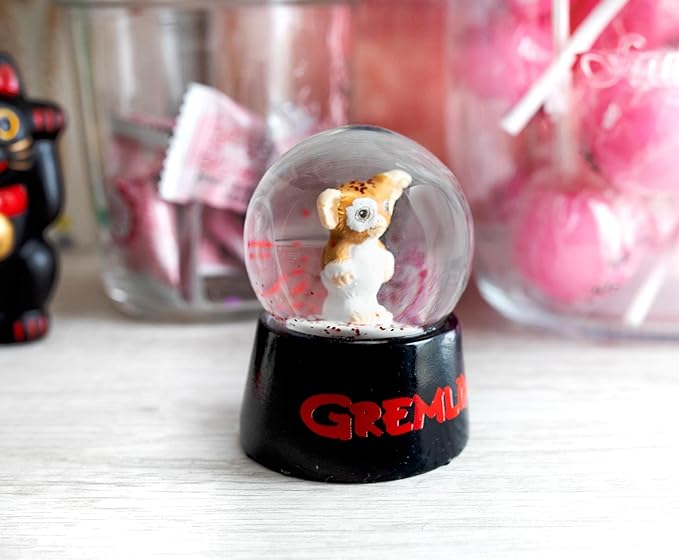 Gremlins Gizmo 3-Inch Mini Snow Globe with Swirling Glitter Display Piece | Horror Movie Collectible Keepsake