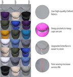 Dofilachy Hat Rack - Hat Organizer - Hat Racks for Baseball Caps, Visible Hat Holder - Baseball Rack for Wall Door with 3 Hooks, 24 Deep Pockets