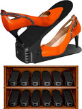 Shoe Slots Organizer, 12PCS Adjustable Double Layer Stack Shoe Rack, 50% Space-Saving Storage Rack Holder, Black