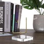 Hipiwe Clear Acrylic Display Stand Holder with Adjustable Metal Arms Display Easel Stands for Gemstones Fossils Minerals Agate Slabs Plates Crystals Saucers Collectibles, 3.1x3.1x4.5 inch