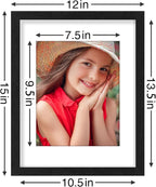 Vittanly 11x14 Picture Frames Set of 9, Display 8x10 Pictures with Mat or 11x14 without Mat, Photo Frames for Wall or Tabletop with Plexiglass, Engineered Wood, Black&Brown&Distressed White