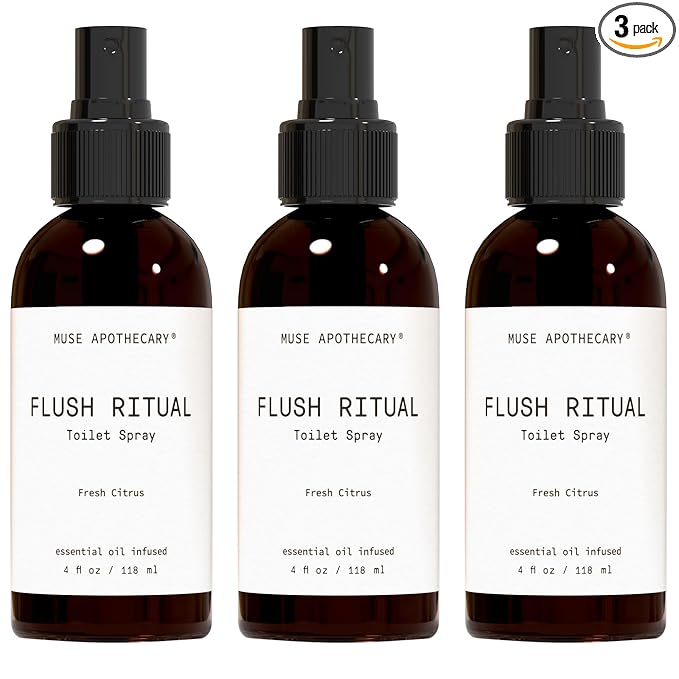 Muse Apothecary Flush Ritual - Aromatic & Refreshing Toilet Spray, Use Before You Go, 4 oz, Infused with Natural Essential Oils - Fresh Citrus, Pack of 3