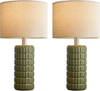 23" Modern Ceramic Table Lamps Set of 2 - Table Lamps for Living room, Farmhouse Bedside Night Stands Lamp for Bedroom, White Boho Nightstand Lamps Set of 2, Desk Lamp for End Table Home Decor(Green)