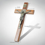 ACHIBANG 10.7" Wooden Standing Crucifix, Two-Way Catholic Jesus Cross Stand for Wall or Tabletop, Solid Faith Decor for Home