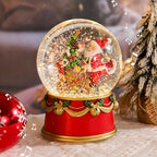 Christmas Snow Globe Musical Santa Claus with Presents Xmas Tree Red Water Snow Globes LED Light Change Music Box Home Christmas Decor for Kids Santa Snow Globes