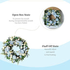 24 inch Spring Front Door Wreath Blue Rose Spring/Summer Flower Wreath Indoor Outdoor Decoration Wedding Birthday Party Decoration
