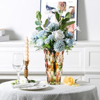CEMABT 9.5inch 3.4 lb Glass Vases for Flowers Unbreakable Thickened Morden vase for Tables Centerpieces,Colorful,Vintage and Clear Rose Large Flower vases for Bouquet Unique Gifts（Rosa Colorful）