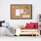 Cork Board Bulletin Board 20 x 30, Black Aluminium Framed Corkboard, Office Board for Wall Cork, Large Wall Mounted Notice Pin Board with 16 Push Pins for School, Home & Office