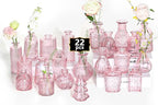 Mini Bud Vases Centerpieces for Tables,Clear Bud Vases for Flowers,Small Flower Vases Suitable for Birthday Party,Anniversary,Wedding Reception,Baby Shower (Pink, 22PCS)