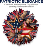 Patriotic Wreaths for Front Door, 250 Anniversary Wreath 4th of Red White and Blue Wreath, Memorial Day Flag Wreaths for Indoor Outdoor Porch Decory Holiday Decorative (#A)