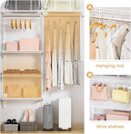 Wire Closet Organizer System, Wall Mounted 6.5 Ft. Custom Closet Kit for Bedrooms Laundry Mudroom Garage Basement, Adjustable Storage Shelves for Clothes Shoes Handbags