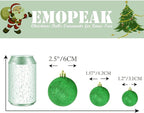 Emopeak 24Pcs Christmas Balls Ornaments for Xmas Christmas Tree - 4 Style Shatterproof Christmas Tree Decorations Hanging Ball for Holiday Wedding Party Decoration (Grass Green, 1.6"/4.2CM)