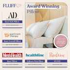 FluffCo Zen Fluff Pillows - Down Alternative - King Bed Pillow for Sleeping Made in USA - Luxury Hotel-Quality Pillow - 100% Cotton, 300 Thread Count (King Size 1 Pack)