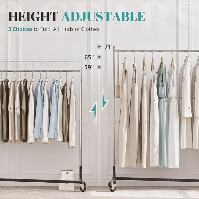 HOKEEPER Z Racks for Clothing Heavy Duty Clothes Rack for Hanging Clothes, 500LBS Commercial Hanging Rack Portable Rolling Garment Rack with Wheels Z Base