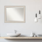 Amanti Art White Wall Mirror 26x32 Cottage White Silver Rectangle Bathroom Mirror for Wall Decor Living Room, Large Cottage Wood Frame, Hangs Horizonally and Vertically, Bathroom Decor, Beveled Edge