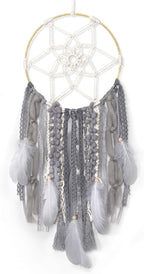 LOMOHOO Large Dream Catcher Handmade Feather Dreamcatcher, Traditional Dream Catchers with Woven Tassels Boho Wall Hanging for Girl Kids Bedroom Baby Room Home Decor Craft Ornament Gift (Grey)