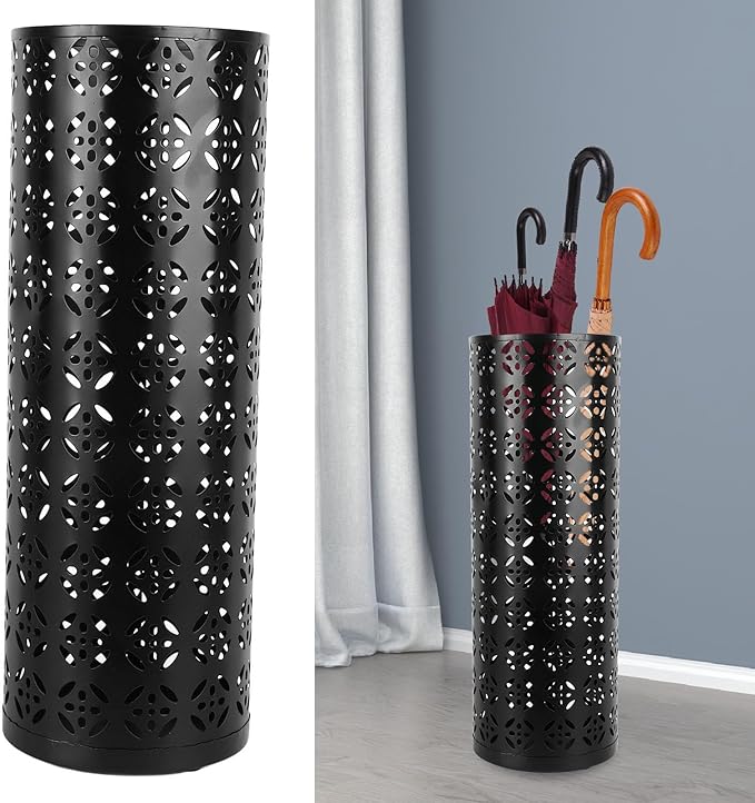 Metal Round Umbrella Stand Rack, Freestanding Tall Round Basket Umbrella Holder Bin for Entryway Home Office (M)