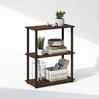 Furinno Turn-N-Tube Book Shelf, 3-Tier Bookshelf, Bookcase with Multipurpose Compact Display Rack, 11.6 x 23.6 x 29.6, for Living Room, Bedroom, Home Office, Walnut/Brown