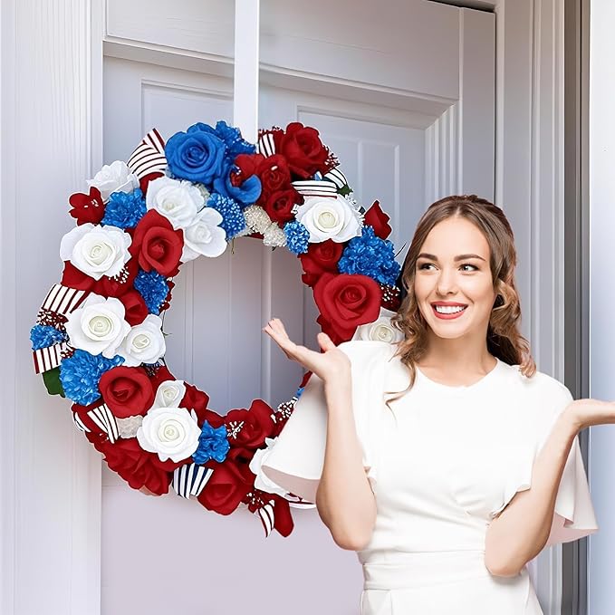12” Metal Over The Door Wreath Hanger for Front Door – Non-Scratch Door Hook for Hanging Christmas Wreaths, Holiday Decor & Welcome Signs, Durable Wreath Hanger Hooks for Home Decoration, White