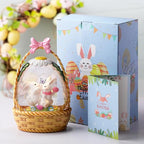 Easter Snow Globe Lantern Easter Decorations for Home with Timer Swirling Glitter, Lighted Easter Decor Indoor Easter Gifts with Easter Basket Bunny Eggs, USB or Battery Operated