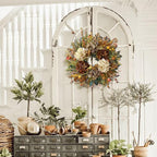 WANNA-CUL 24 Inch Fall Spring Wreaths for Front Door with Hydrangea,Little Pumpkins-Fall Decorations for Home,Fall Door Wreath Decor for Summer,Autumn,Harvest, Halloween or Thanksgiving