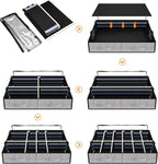 Under Bed Shoe Storage Organizer, Set of 2, Underbed Shoes Container with Adjustable Dividers, Fits 24 Pairs, Gray