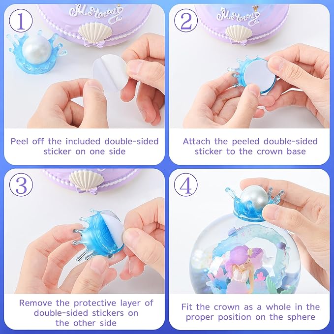 BREIS Snow Globe,100MM Mermaid Snow Globes Automatic Snowflakes with Music Boxes LED Lights,Home Decor Birthday Christmas Valentines Gifts for Girls Kids Girlfriend Women