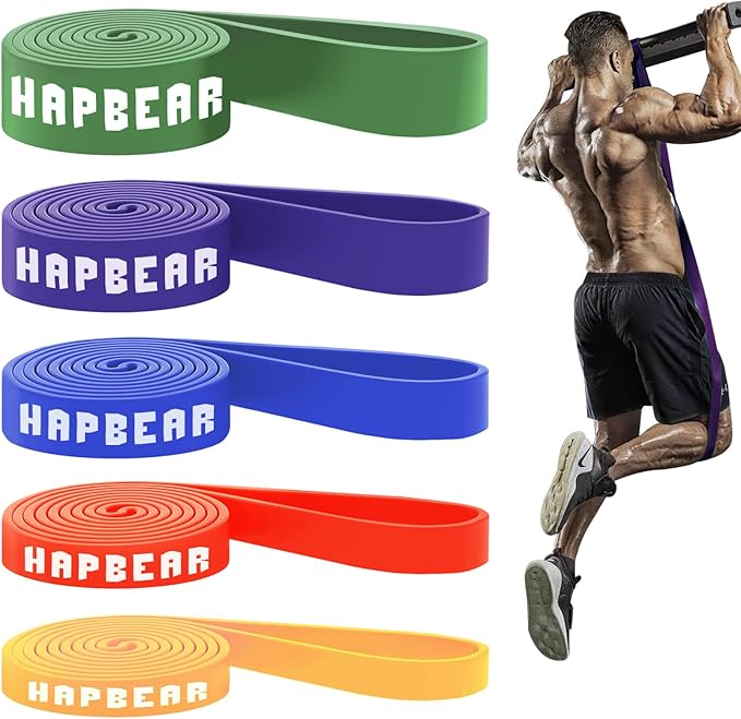 HAPBEAR Pull Up Assistance Bands - Pull Up Bands - Resistance Bands - Exercise Bands Resistance Bands Set of 5 - Workout Bands for Working Out, Stretching, Muscle Training