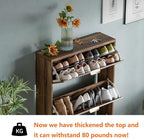 Shoe Cabinet Storage,Modern Freestanding Organizer with 3 Flip Drawers,Narrow Shoe Rack Cabinet for Entryway,Walnut