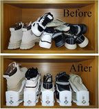 Shoe Stackers Space Saver, Adjustable Double Layer Stack, Holder for Closet Organization (White, 10 Pack)