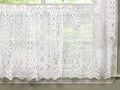 Sweet Home Collection Old World Style Floral Heavy Lace Kitchen Curtain, 36" Tier, Hopewell White