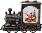 Christmas Musical Snow Globe Lantern Battery Operated with 6 Hour Timer, Santa Lighted Snow Globe Train Spinning Water Swirling Glitter Christmas Decoration Gifts(10.6 x 4.3 x 8.3 Inches)