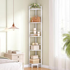 HOOBRO Narrow Corner Shelf Stand, 5-Tier Corner Shelf, 63” Tall Multipurpose Corner Bookshelf, Standing Display Shelf Plant Stand, for Living Room, Study, Kitchen, White WW100CJ01